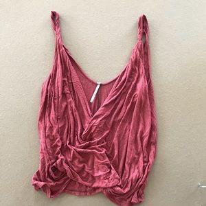 FREE PEOPLE BURNT RED KNOTTED TOP